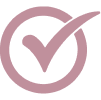 Pink check mark in a circle