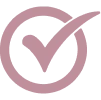 Pink check mark in a circle